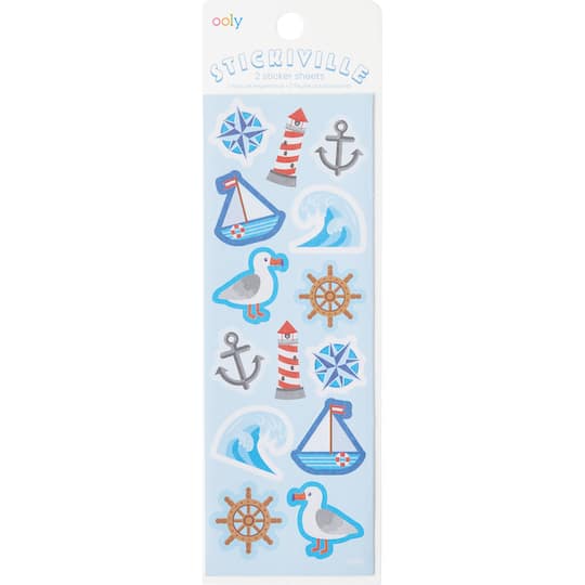 Ooly Stickiville Matte Nautical Skinny Sticker Sheet, 2ct.